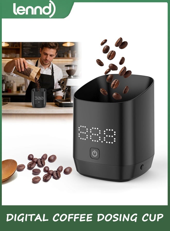 LENND Digital Coffee Dosing Cup, Digital Coffee Scale for Espresso with Invisible LED Display Scale - High Precision Coffee Grounds Measurer, Barista-Strength Brewing Accessory & Perfect Coffee Lover Gift (Black, Sleek Design) - Image 1