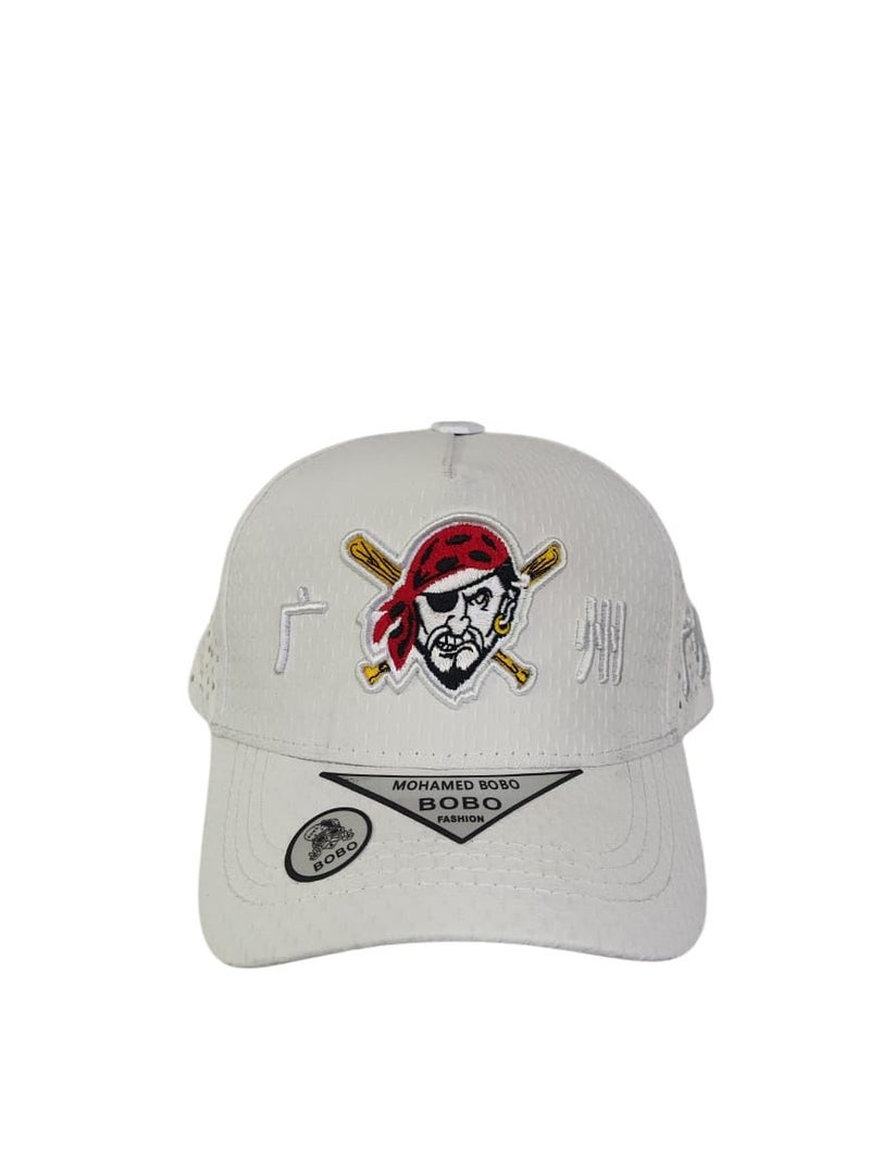 Cap Comfortable Adjustable Cap Two-Tone, Embroidered Pirate Logo, Sports Casual Hat