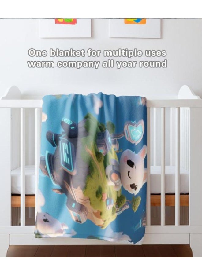 عام بطانية رقيقة من الفانيلا الكرتونية للأطفال والرضع (دافئة ومريحة، ومناسبة للنوم والألعاب) 70 سم * 100 سم - Image 1