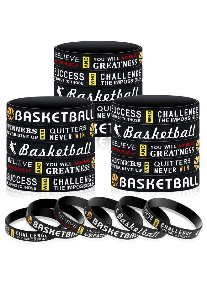 Charniol 36 Pieces Basketball Bracelets Basketball Silicone Wristbands Basketball Party Favors For Boys Teenagers Sports Party Motivational Birthday Decorations 3 Styles - Image 2