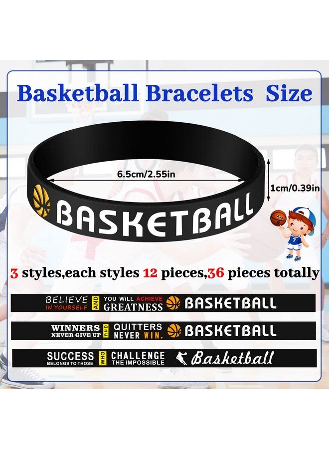 Charniol 36 Pieces Basketball Bracelets Basketball Silicone Wristbands Basketball Party Favors For Boys Teenagers Sports Party Motivational Birthday Decorations 3 Styles - Image 3