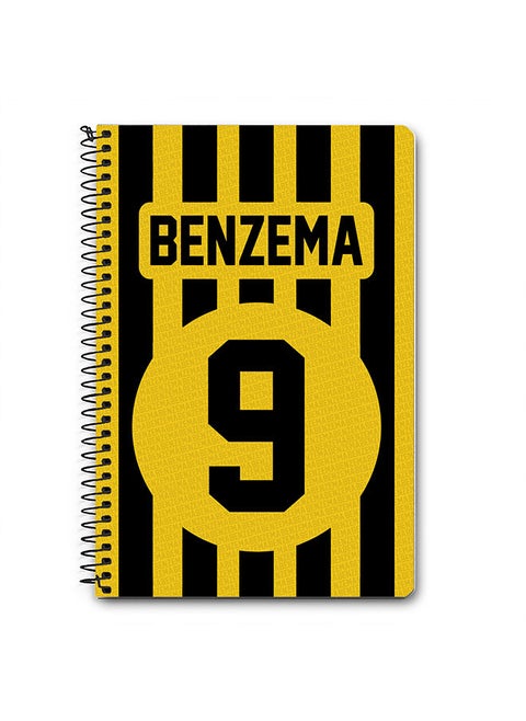 Stylizedd Designer A5 Spiral Notebook Memo Notepad Journal -  Football Player Name - Benzema Jersey no 9 Design C