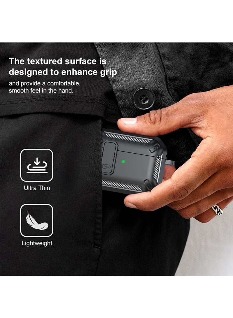 X-level AirPods Pro 3 Case Cover with Cleaning Kit with Keychain Hard Shell Protective Armor with Lock for AirPods Pro 3 Charging Case , Front LED Visible, Black - Image 5