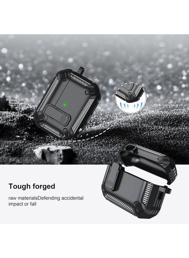 X-level AirPods Pro 3 Case Cover with Cleaning Kit with Keychain Hard Shell Protective Armor with Lock for AirPods Pro 3 Charging Case , Front LED Visible, Black - Image 3