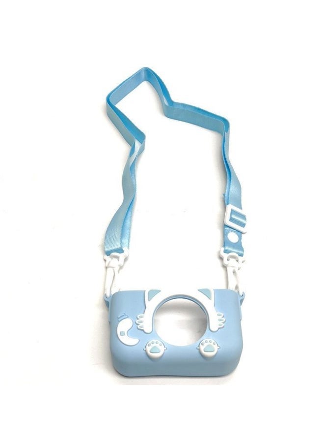 Generic Children's Camera Cartoon Protective Case Small Camera Silicone Case Anti-fall With Lanyard Mini Photo Soft Rubber Case-Color:Blue (little Bear Camera Case) - Image 5