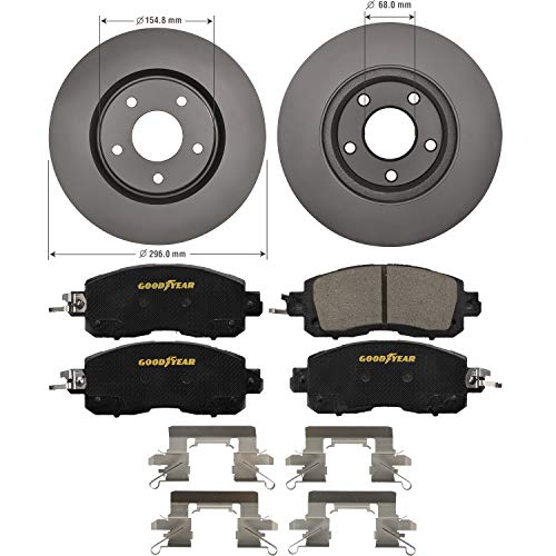 Goodyear Brakes PRK67812F | Front Premium Brake Kit with Pair (2) of AntiOx Coated Brake Rotors and Ceramic Brake Pads fits Nissan Altima 20-13 - Image 2
