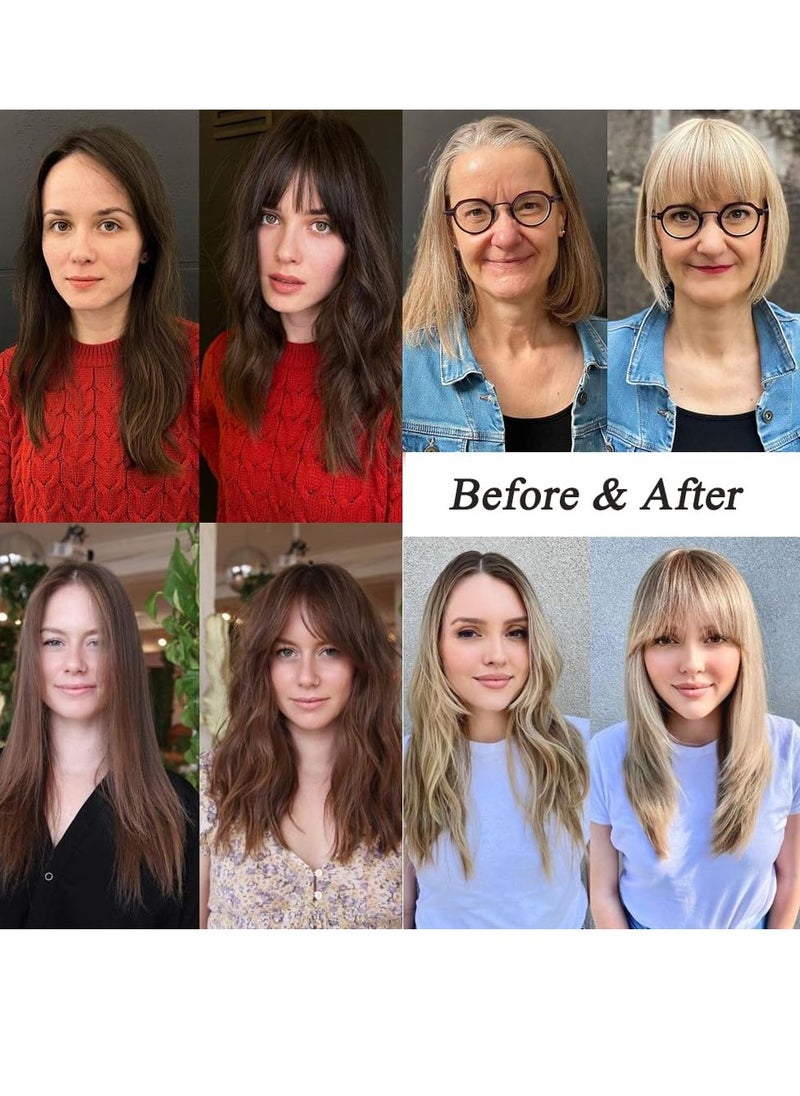 General - Clip in Bangs 100% Real Human Hair Extensions Clip on Wispy Bangs for Women Fringe with Temples Hairpieces Dark Brown Color - Image 1