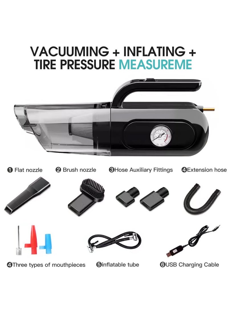 SYOSI Handheld Vacuum Cordless, Car Vacuum Cordless Rechargeable, Measurable Tire Pressure, Inflating Tires (Cars, Motorcycles, Bicycles) with Inflatable Tube, for Home and Car Cleaning and Traveling - Image 2