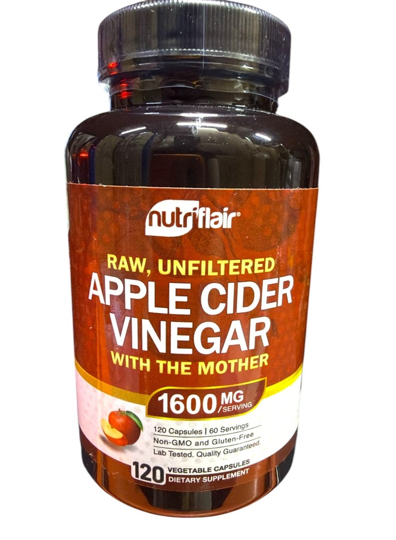 NutriFlair Apple Cider Vinegar Capsules with The Mother - 120 VeganTable Capsules - Image 1