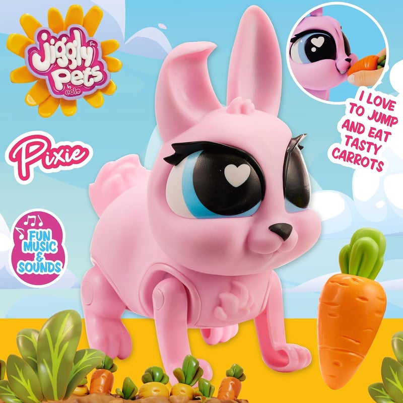 Eolo Toys Jiggly Pets Pixie The Rabbit with Jumping Movement inbuilt Sounds and Music Electronic and Interative Animal Carrot Toy for Feeding - Image 3