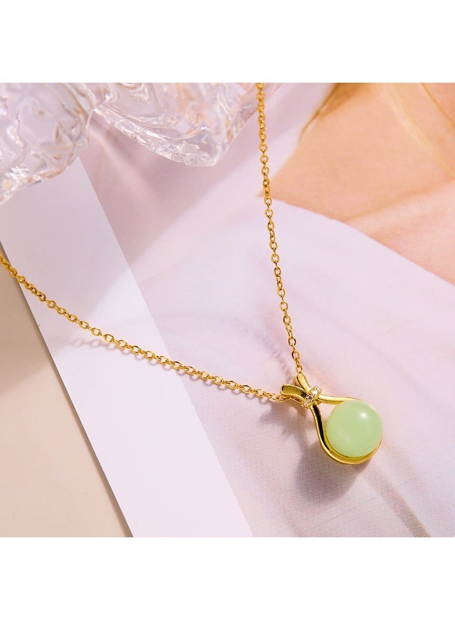 Goolsky قلادة من الفولاذ التيتانيوم مع اليشم هيتان المزيف بتصميم بسيط وأنيق – قلادة اليشم المزيف، للارتداء اليومي/أسلوب فاخر، غير متلاشي، أنيق - Image 4