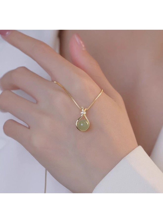 Goolsky قلادة من الفولاذ التيتانيوم مع اليشم هيتان المزيف بتصميم بسيط وأنيق – قلادة اليشم المزيف، للارتداء اليومي/أسلوب فاخر، غير متلاشي، أنيق - Image 2