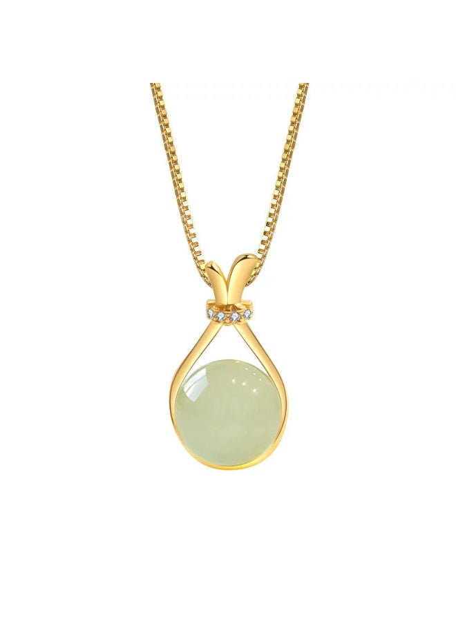 Goolsky قلادة من الفولاذ التيتانيوم مع اليشم هيتان المزيف بتصميم بسيط وأنيق – قلادة اليشم المزيف، للارتداء اليومي/أسلوب فاخر، غير متلاشي، أنيق - Image 1