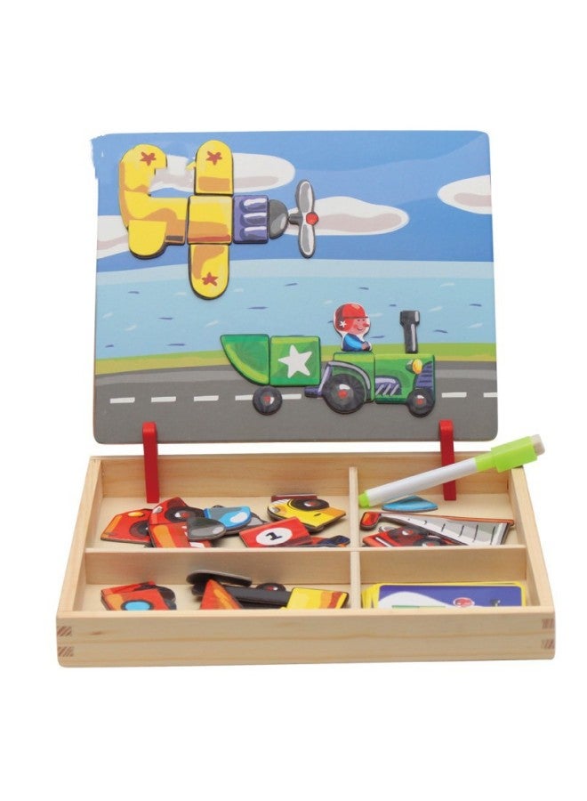 أحجية مغناطيسية متعددة الوظائف للأطفال، تعليم مبكر، شخصية حيوانات، ألغاز مطابقة، اللون: ZKB-مركبة 0.6 (نوع صندوق خشبي) - Image 1