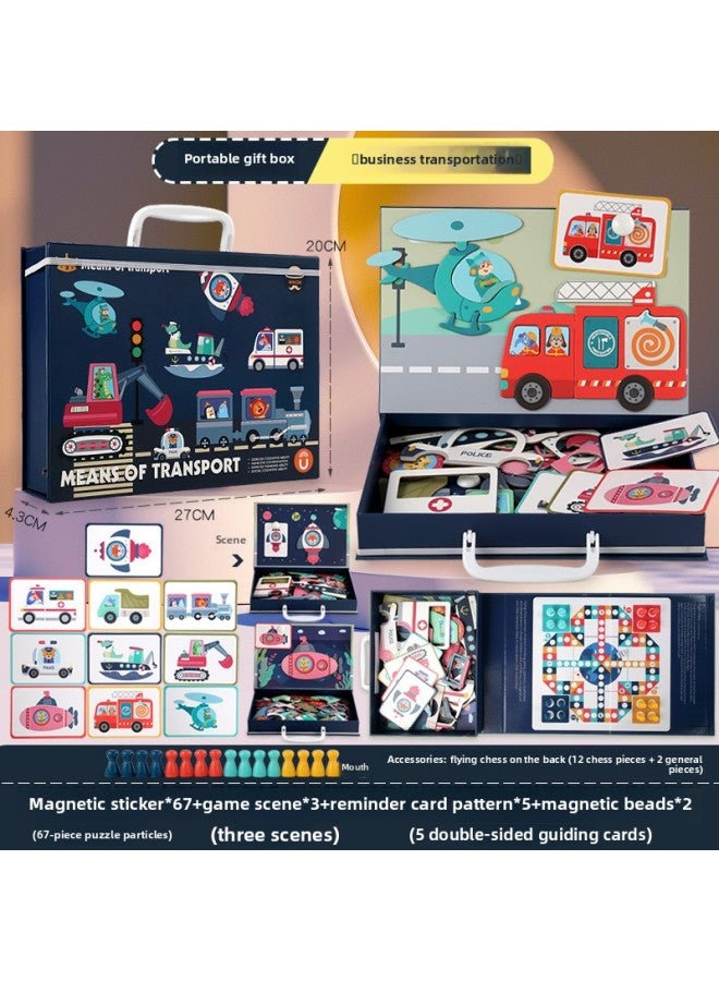 أحجية مغناطيسية متعددة الوظائف للأطفال، تعليم مبكر، شخصية حيوانات، ألغاز مطابقة، اللون: ZKB-مركبة 0.6 (نوع صندوق خشبي) - Image 3