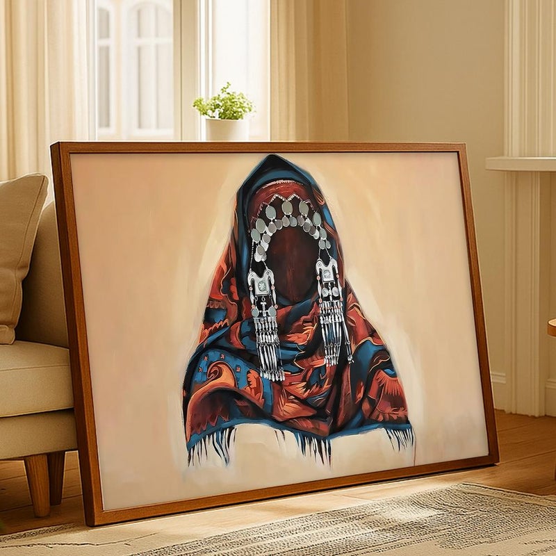 Marktna One canvas painting with a Najdi art design and a hollow frame, measuring (70×50), one piece - Image 2