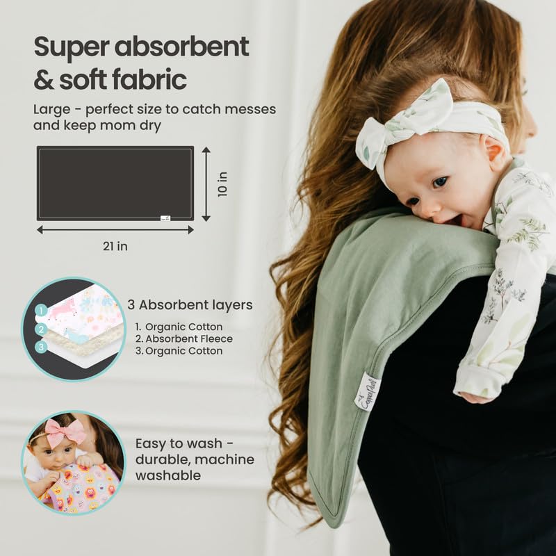 Copper Pearl Premium Baby Burp Cloths - 3-Pack Large Cotton Burp Cloths, Extra Soft Spit Up Rags with 3 Absorbent Layers, Perfect for Baby Boy and Baby Girl Gifts (21" x 10" Size, Chip Set) - Image 3