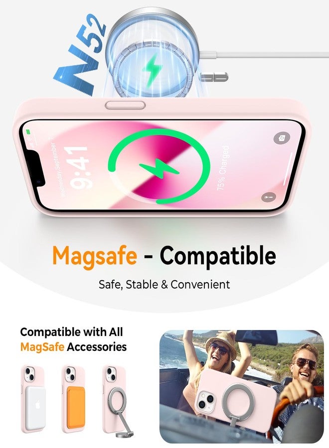 AOTESIER Magnetic for iPhone 13 Case, [Compatible with MagSafe][Military Shockproof Protection] Food Grade Silicone Case with Soft Anti-Scratch Microfiber Lining, 6.1 inch, Chalk Pink - Image 3