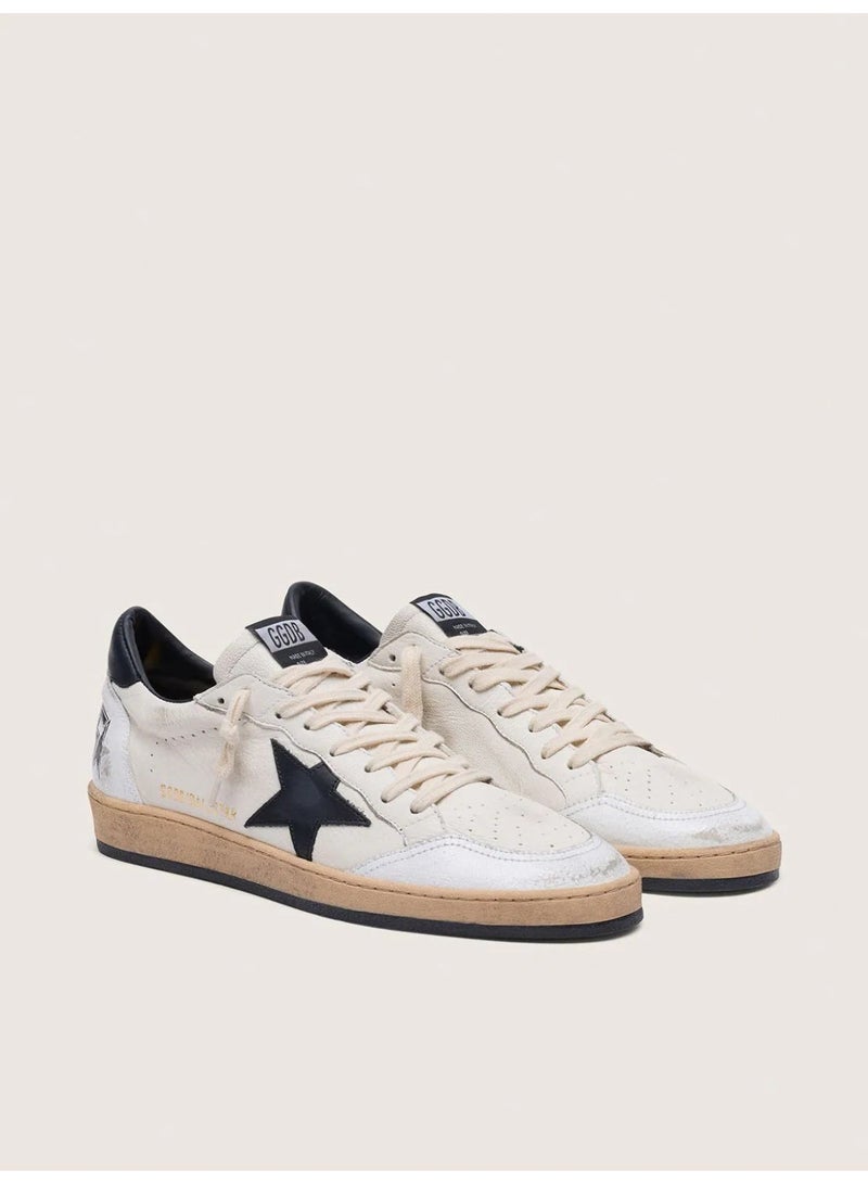 Golden Goose Men's Ball Star Sneakers, White Nappa Leather with Black Star - Image 3