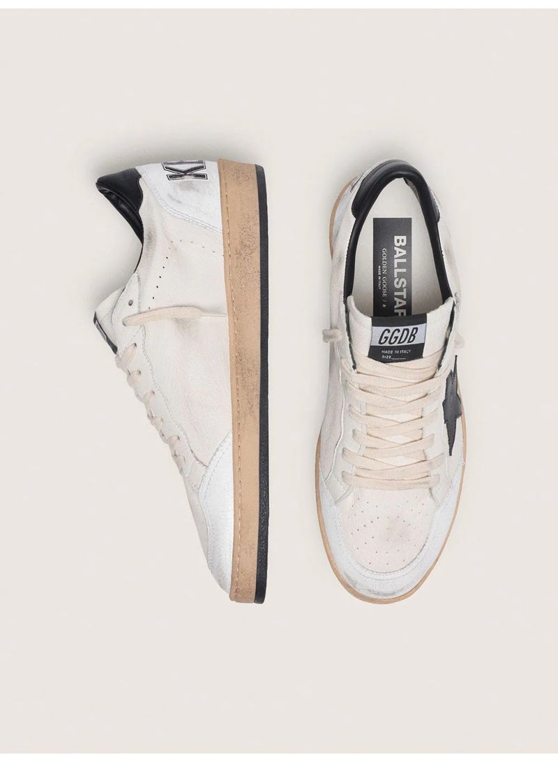Golden Goose Men's Ball Star Sneakers, White Nappa Leather with Black Star - Image 4