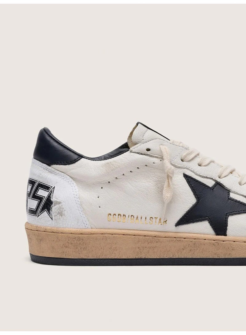 Golden Goose Men's Ball Star Sneakers, White Nappa Leather with Black Star - Image 2