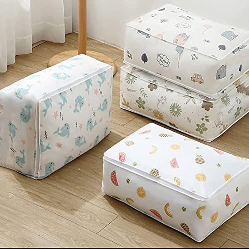 DONDA Under Bed Storage Bag Blanket Storage Bag Quilt Clothes Storage Bag with Washable Waterproof Fordable Transparent Printed Cover 57 x 40 x 22 3 - Image 1