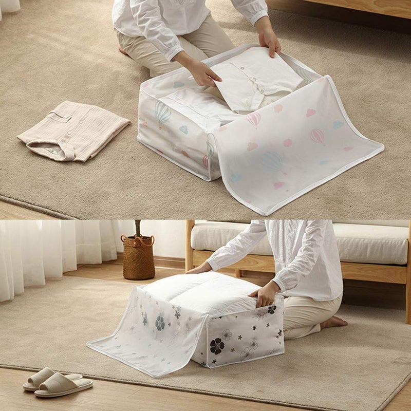 DONDA Under Bed Storage Bag Blanket Storage Bag Quilt Clothes Storage Bag with Washable Waterproof Fordable Transparent Printed Cover 57 x 40 x 22 3 - Image 3