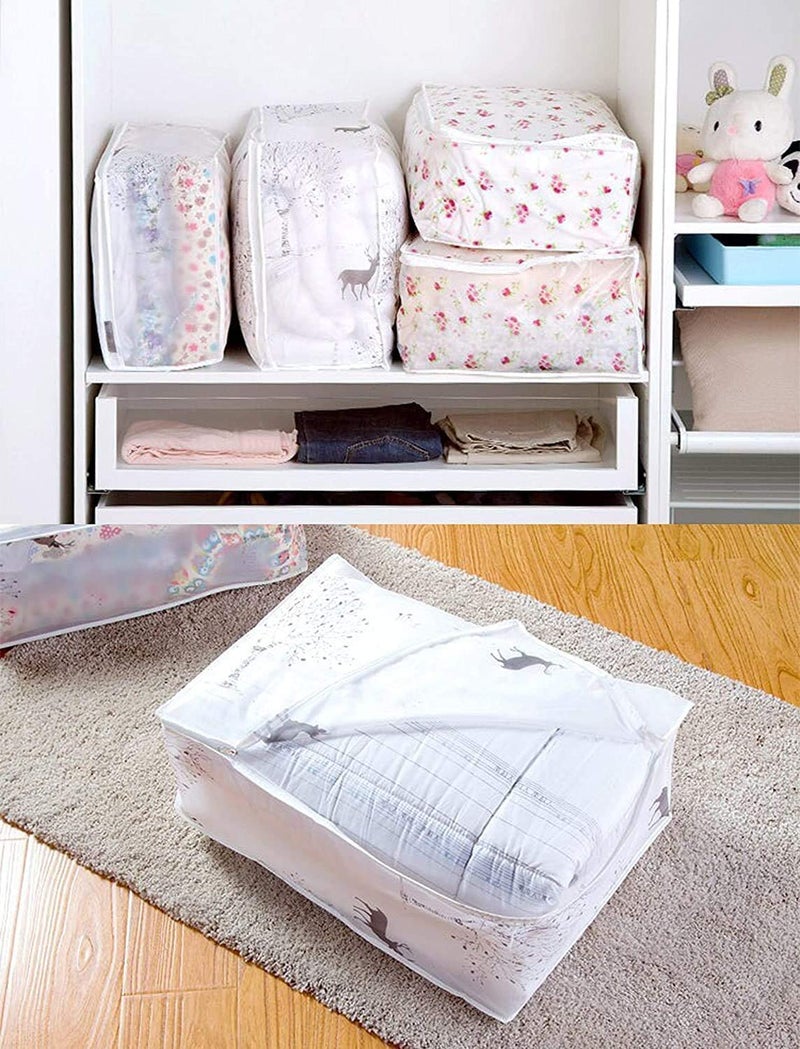 DONDA Under Bed Storage Bag Blanket Storage Bag Quilt Clothes Storage Bag with Washable Waterproof Fordable Transparent Printed Cover 57 x 40 x 22 3 - Image 2