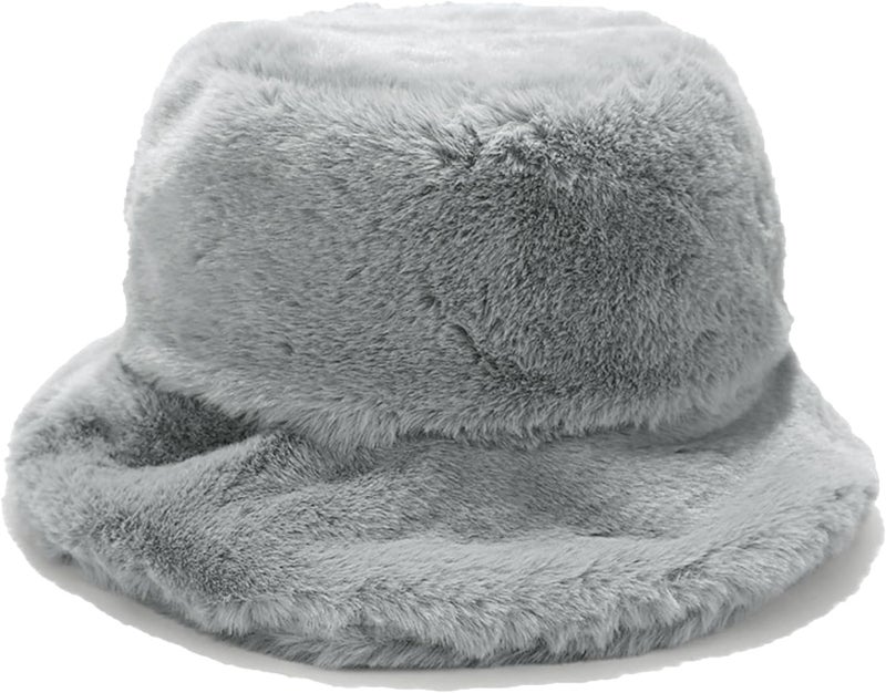Umeepar Winter Faux Fur Fuzzy Bucket Hat Fluffy Warm Hat for Women Men - Image 1