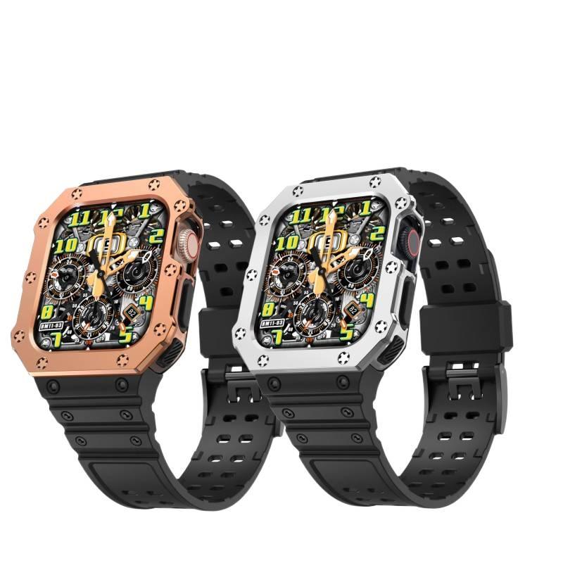 سوار ساعة ذكية متوافق مع Apple Watch 38/40/41/42/44/45/49mm بملاءمة قابلة للتعديل وحزام بديل باللون رمادي قمري قابل للتعديل - Image 2
