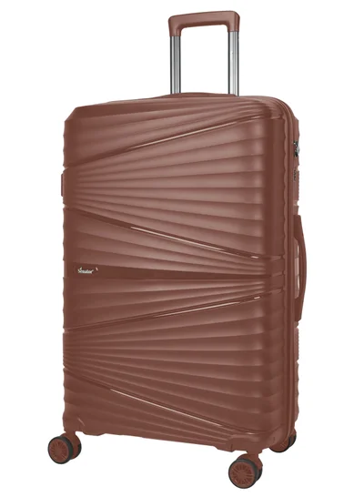 SENATOR Hard Case Large Checked Luggage Trolley For Unisex Polypropylene Lightweight 4 Double Wheeled Suitcase With Built In TSA Type Lock Travel Bag KH1005 Rose Gold