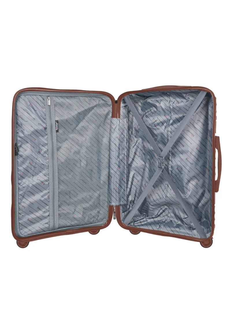 SENATOR Hard Case Large Checked Luggage Trolley For Unisex Polypropylene Lightweight 4 Double Wheeled Suitcase With Built In TSA Type Lock Travel Bag KH1005 Rose Gold