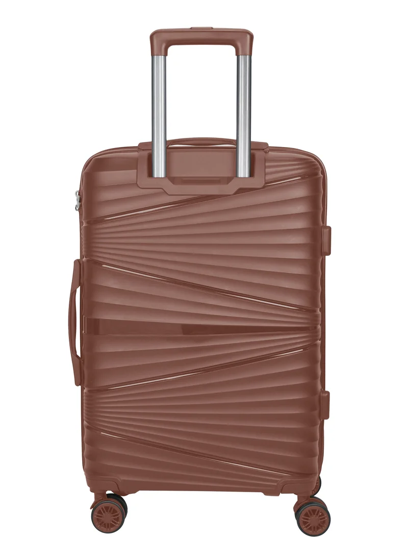 SENATOR Hard Case Large Checked Luggage Trolley For Unisex Polypropylene Lightweight 4 Double Wheeled Suitcase With Built In TSA Type Lock Travel Bag KH1005 Rose Gold