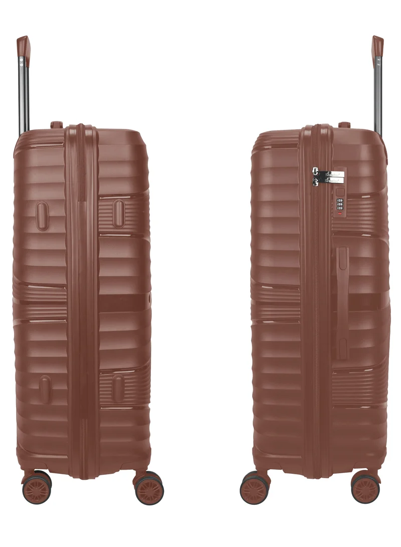 SENATOR Hard Case Large Checked Luggage Trolley For Unisex Polypropylene Lightweight 4 Double Wheeled Suitcase With Built In TSA Type Lock Travel Bag KH1005 Rose Gold