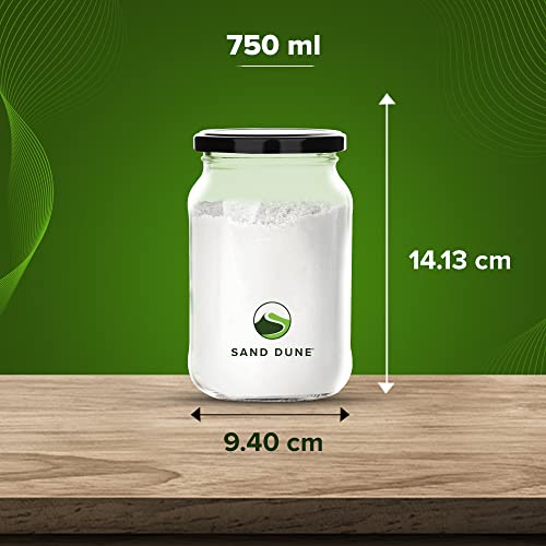 SAND DUNE Storage Glass Jar Set, Transparent | BPA Free | Storage Jar Containers/Barni for Kitchen for Aachar Pickle, Dry Fruits and Spices (750 ml, Pack of 2) - Image 5