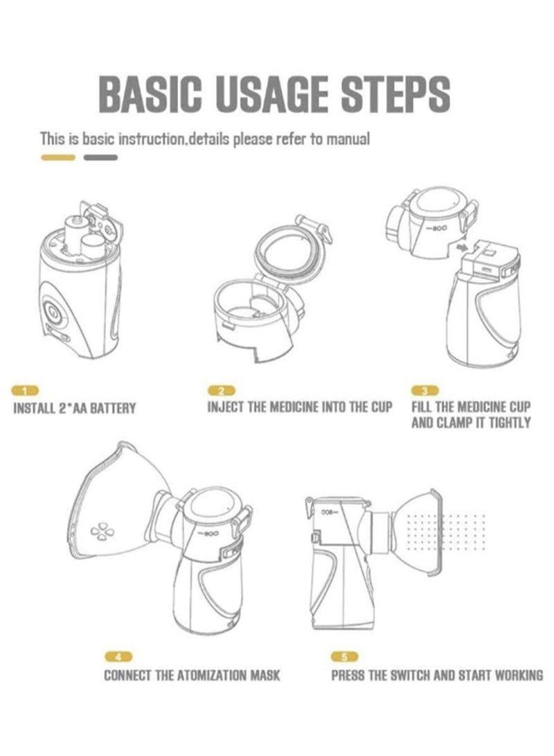 Handheld Mini Atomizing Vaporiser Portable Lightweight Cool Mist Humidifier Professional Ultrasonic Nebulizer Ideal for Daily Use Health Care Masks Steaming - Image 3