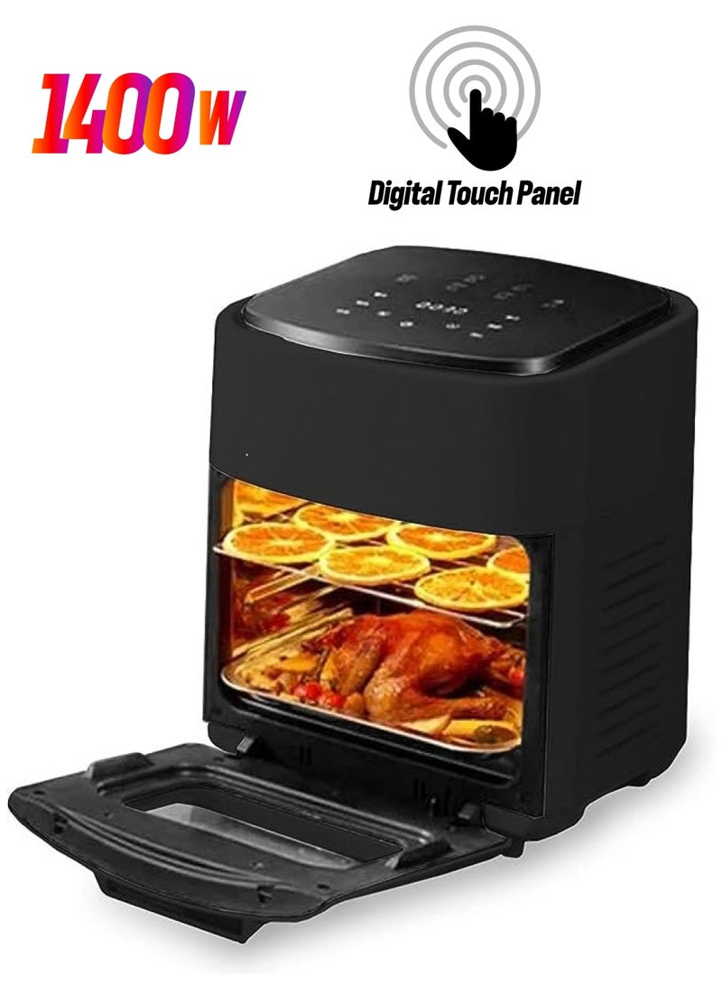 vesus Air Fryer Oven, 1400W Electric Air Fryer Toaster Oven, Family Rotisserie Oven with Digital LCD Touch Screen,6-in-1 Presets for Baking, Roasting, Dehydrating with Bake Accessories. (Black-B) - Image 1