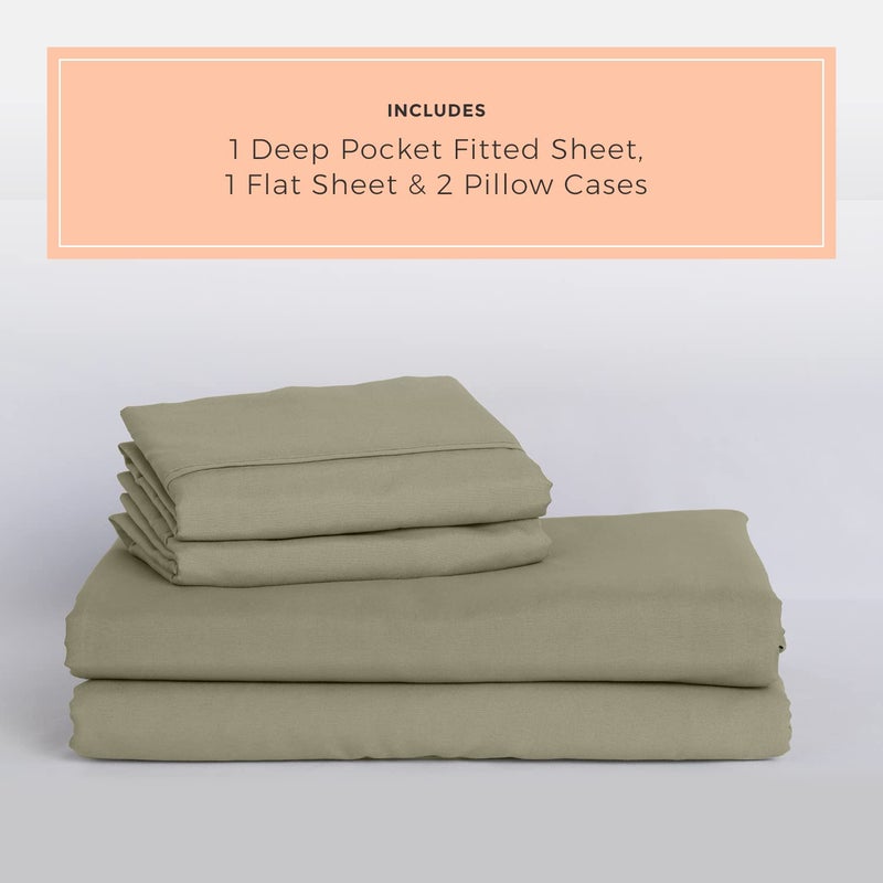 PeachSkinSheets PeachSkinSheets Sage Green Sheet Set - 1500tc Level of Softness - Extra Soft Cooling Sheets for Hot Sleepers and Night Sweats - Split Head King Size (36"" Split)  - Image 2