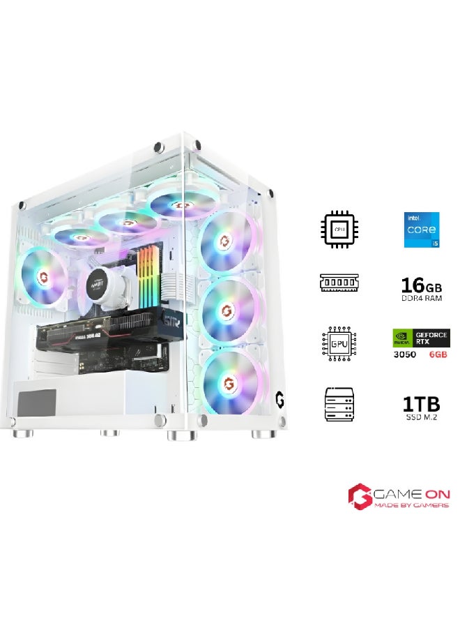 GAMEON Gaming PC With Intel Core i5-12400F Processor/16GB RAM DDR4/1TB SSD/8GB Nvidia GeForce RTX 3050 Graphics/ White - Image 2