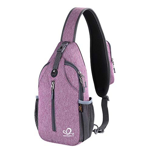 WATERFLY Crossbody Sling Backpack Sling Bag Travel Hiking Chest Bag Daypack (Purple) - Image 1
