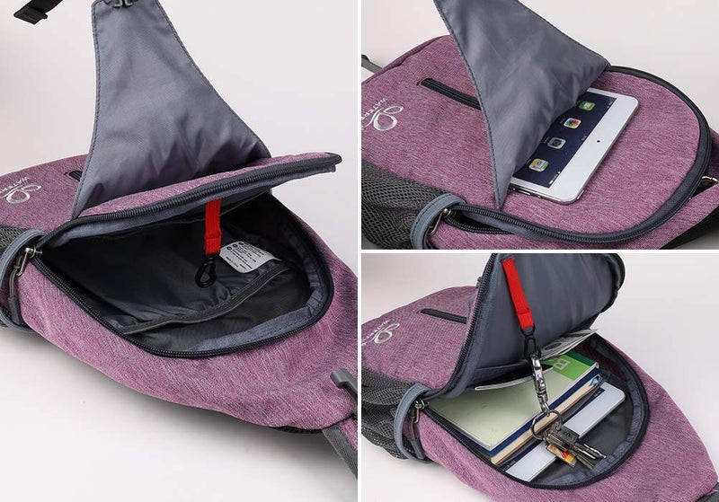 WATERFLY Crossbody Sling Backpack Sling Bag Travel Hiking Chest Bag Daypack (Purple) - Image 4
