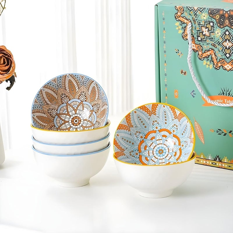 VELINEX Colorful Ceramic Bowl Gift Box Set Porcelain Dessert Bowls for Ice Cream Soup Cereal Microwave Dishwasher Safe Unique Design 280ml Green Pack of 6 - Image 3