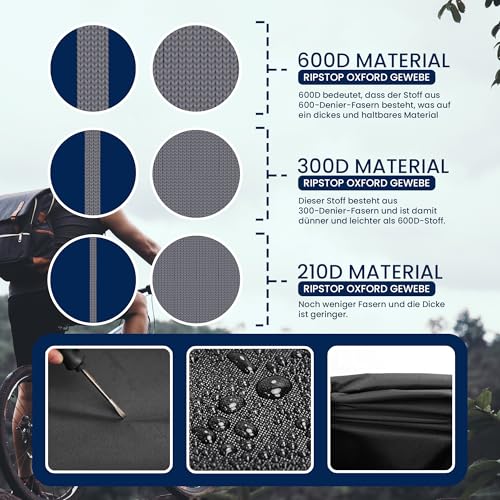 TeamObsidian غطاء دراجة TeamObsidian - تخزين دراجات خارجية، نقل أو تغطية دراجات - حماية دراجة كهربائية مقاومة للماء - لعدد 1 إلى 3 دراجات - مادة أكسفورد 300D مقاومة للتمزق الثقيلة - Image 3