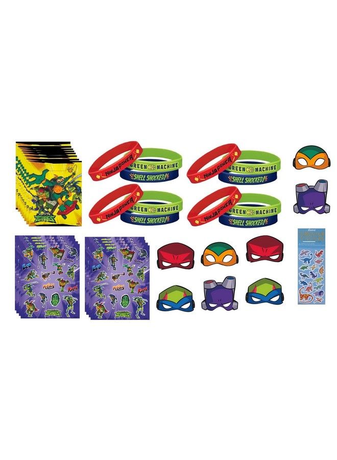 Unique Teenage Mutant Ninja Turtles Birthday Party Bundle Includes 8 Favor Loot Bags 8 Party Paper Masks 8 Stickers Sheets 12 Rubber Bracelets - Image 1