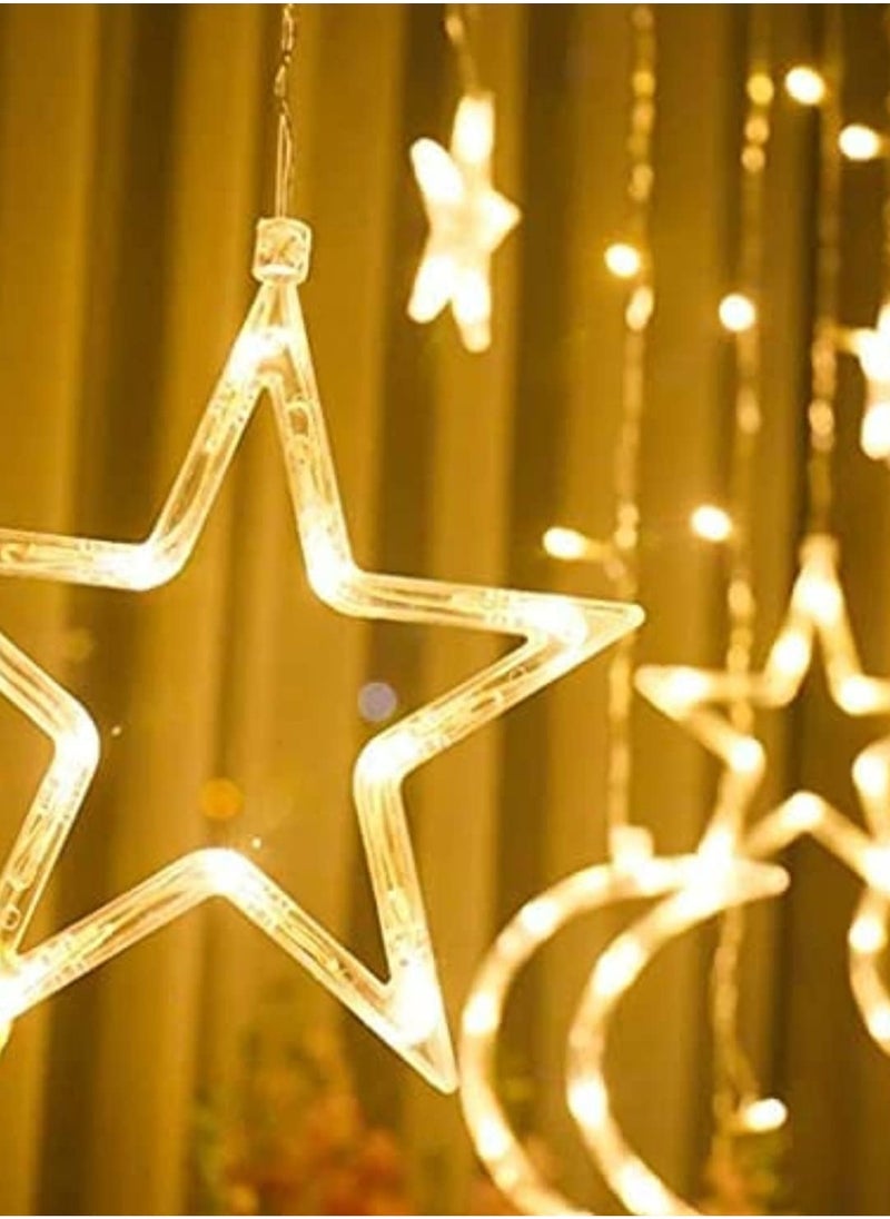 Star And Moon Shaped 3.5M Decorative Ramadan Curtain String Lights Light Set 220V Direct Warm White With 8 Modes