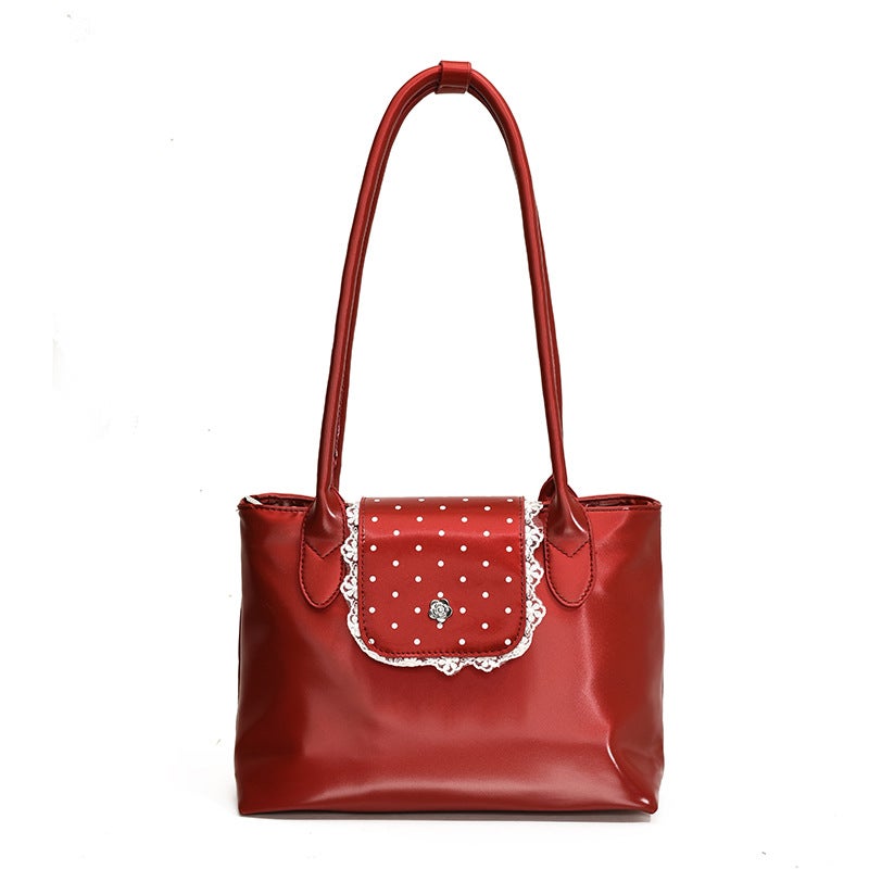 Fashionable Color All-Match Underarm Shoulder Bag Women'S Simple High-Value Tote Bag Polka Point Handbag - Image 1