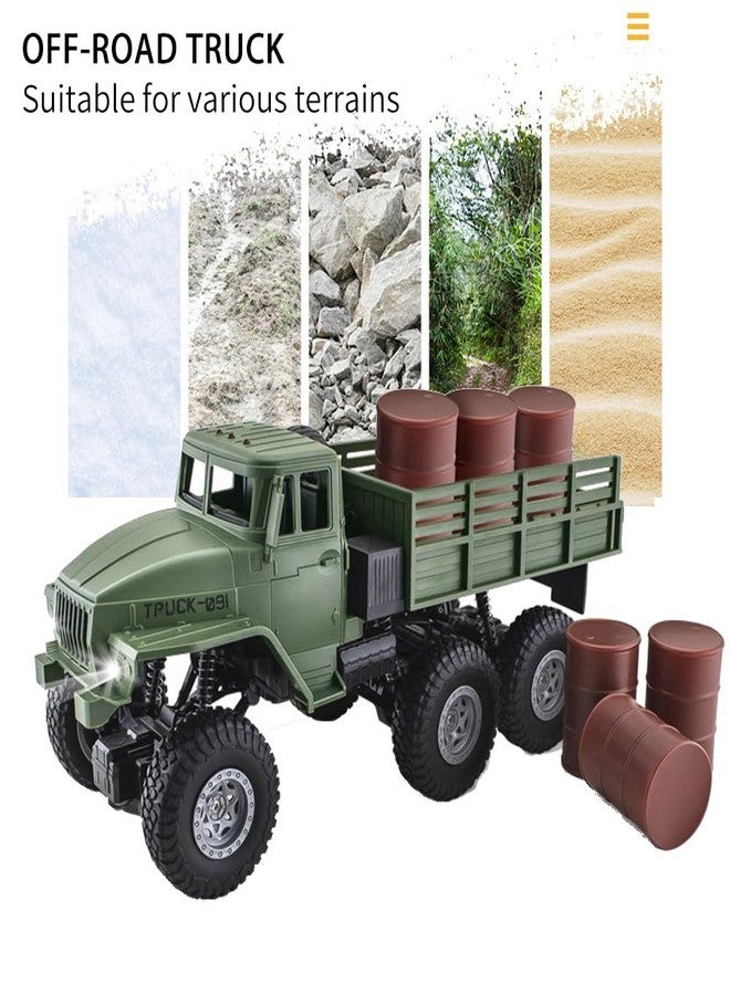 GoolRC RC Military Truck, 1:16 Scale 6WD Remote Control Car, Off-Road RC Crawler, RC Army Cars with LED Light and 2 Batteries, All Terrain RC Military Carrier Truck for Adults - Image 2