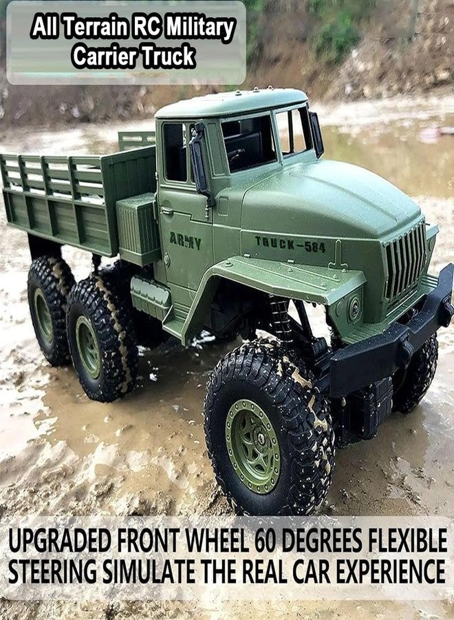GoolRC RC Military Truck, 1:16 Scale 6WD Remote Control Car, Off-Road RC Crawler, RC Army Cars with LED Light and 2 Batteries, All Terrain RC Military Carrier Truck for Adults - Image 3