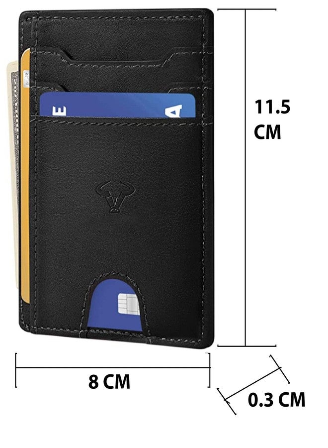 كونتاكتس محفظة جلدية أصلية رفيعة من كونتاكتس | محفظة أمامية رفيعة وبسيطة مزودة بتقنية حجب RFID | حامل بطاقات للرجال | تتسع لما يصل إلى 7 بطاقات، بما في ذلك نافذة واحدة لبطاقة الهوية (أسود) - Image 5