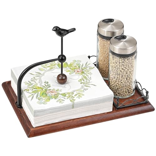 Tocemei Napkin Holder for Table with Unique Bird - shaped Design, Napkin Holder with Salt and Pepper Shakers Storage (Shakers Not Included), Wooden Base, Iron Build.Ideal for Outdoor Use and Kitchens - Image 1